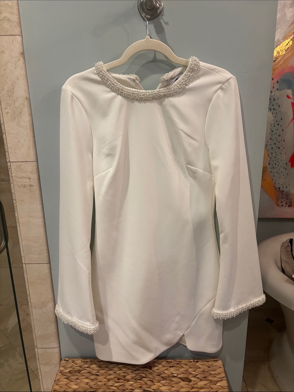 Likely Cream Beaded-Trim Long Sleeve Tunic